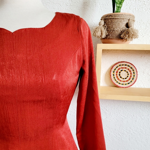Beautiful Handmade Burnt Orange Silk Dress - Picture 4 of 6